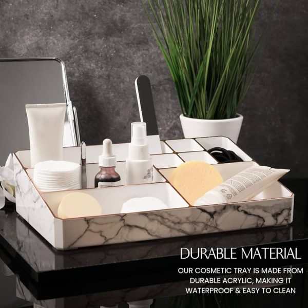 9 Compartment Marble Look Makeup Organiser - (Best Quality)